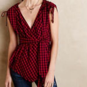Anthropologie Holding Horses gingham wrap top